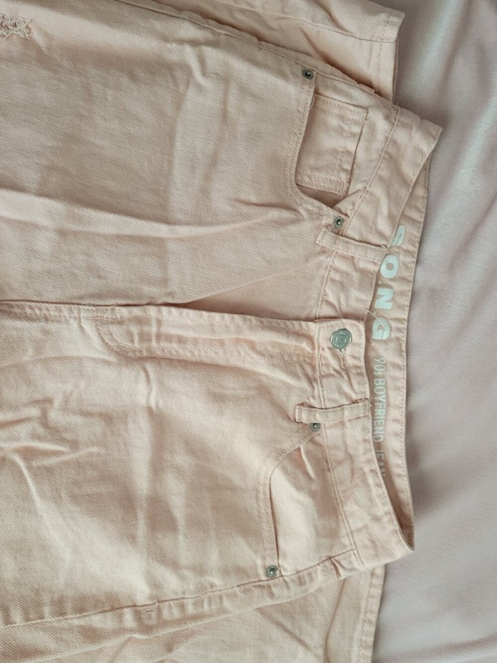 S.O.N.G. Authentic Color (pink) Denim, High waist 90's Boyfriend Jeans